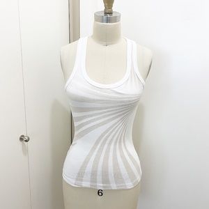 Bebe Stretch Cotton Ribbed Tank Top White Gold XS